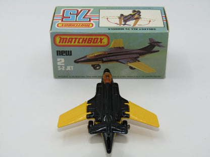Matchbox Superfast 2D S2 Jet Black & Yellow LIGHT Amber Windows