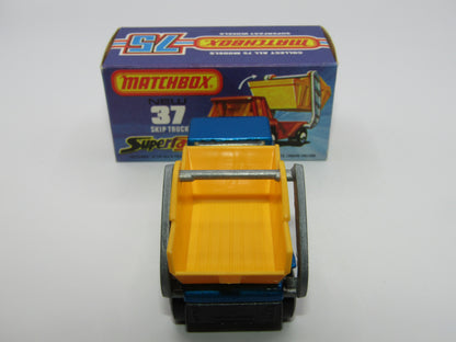 Matchbox Superfast No 37C Skip Truck Met Blue BLACK Interior BLUE-GREY Base