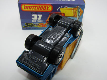 Matchbox Superfast No 37C Skip Truck Met Blue BLACK Interior BLUE-GREY Base