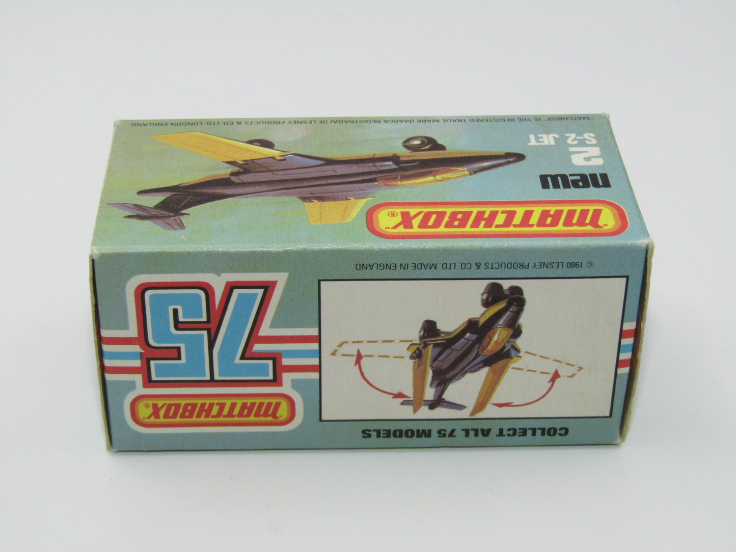 Matchbox Superfast 2D S2 Jet Black & Yellow LIGHT Amber Windows