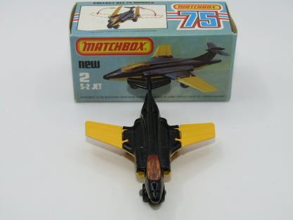Matchbox Superfast 2D S2 Jet Black & Yellow Dark Amber Windows