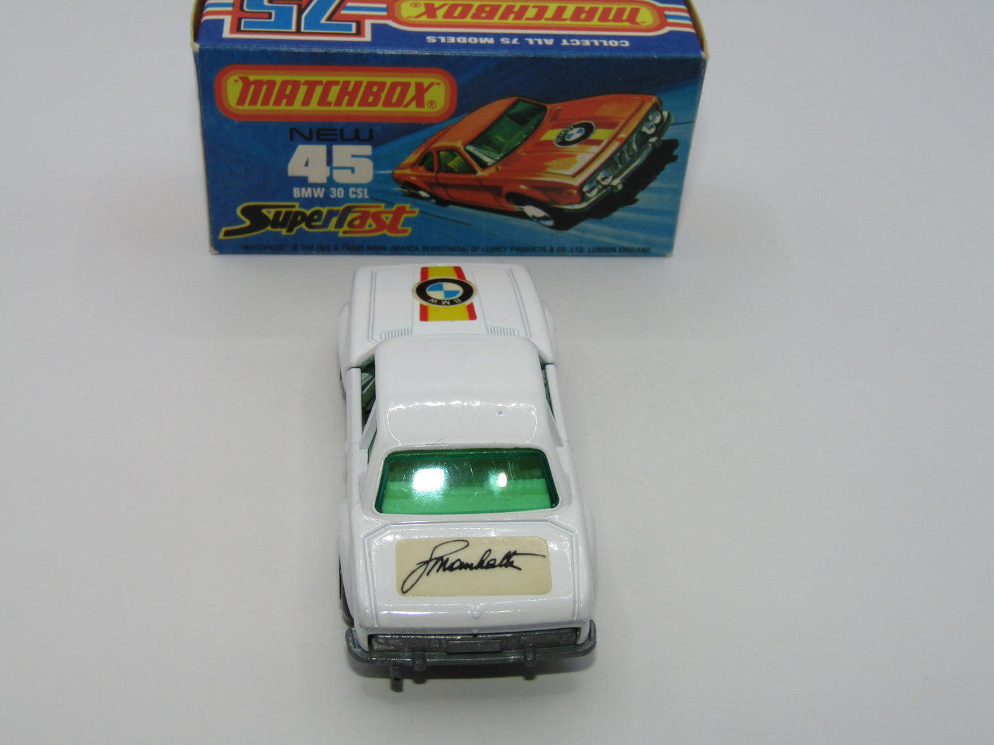 Matchbox Superfast 45B BMW 3.0CSL White with Manhalter Boot Labels