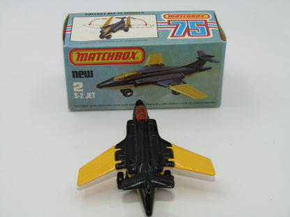 Matchbox Superfast 2D S2 Jet Black & Yellow Dark Amber Windows