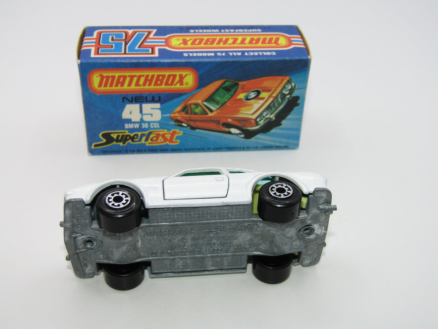 Matchbox Superfast 45B BMW 3.0CSL White with Manhalter Boot Labels