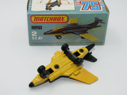 Matchbox Superfast 2D S2 Jet Black & Yellow Dark Amber Windows