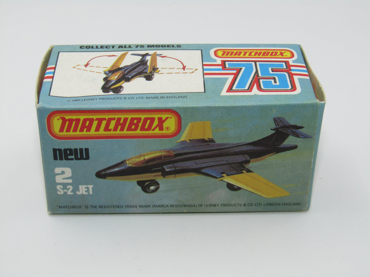 Matchbox Superfast 2D S2 Jet Black & Yellow Dark Amber Windows