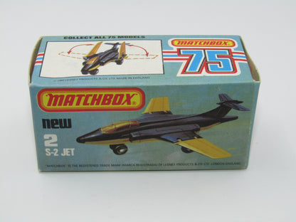 Matchbox Superfast 2D S2 Jet Black & Yellow Dark Amber Windows