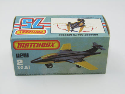 Matchbox Superfast 2D S2 Jet Black & Yellow Dark Amber Windows