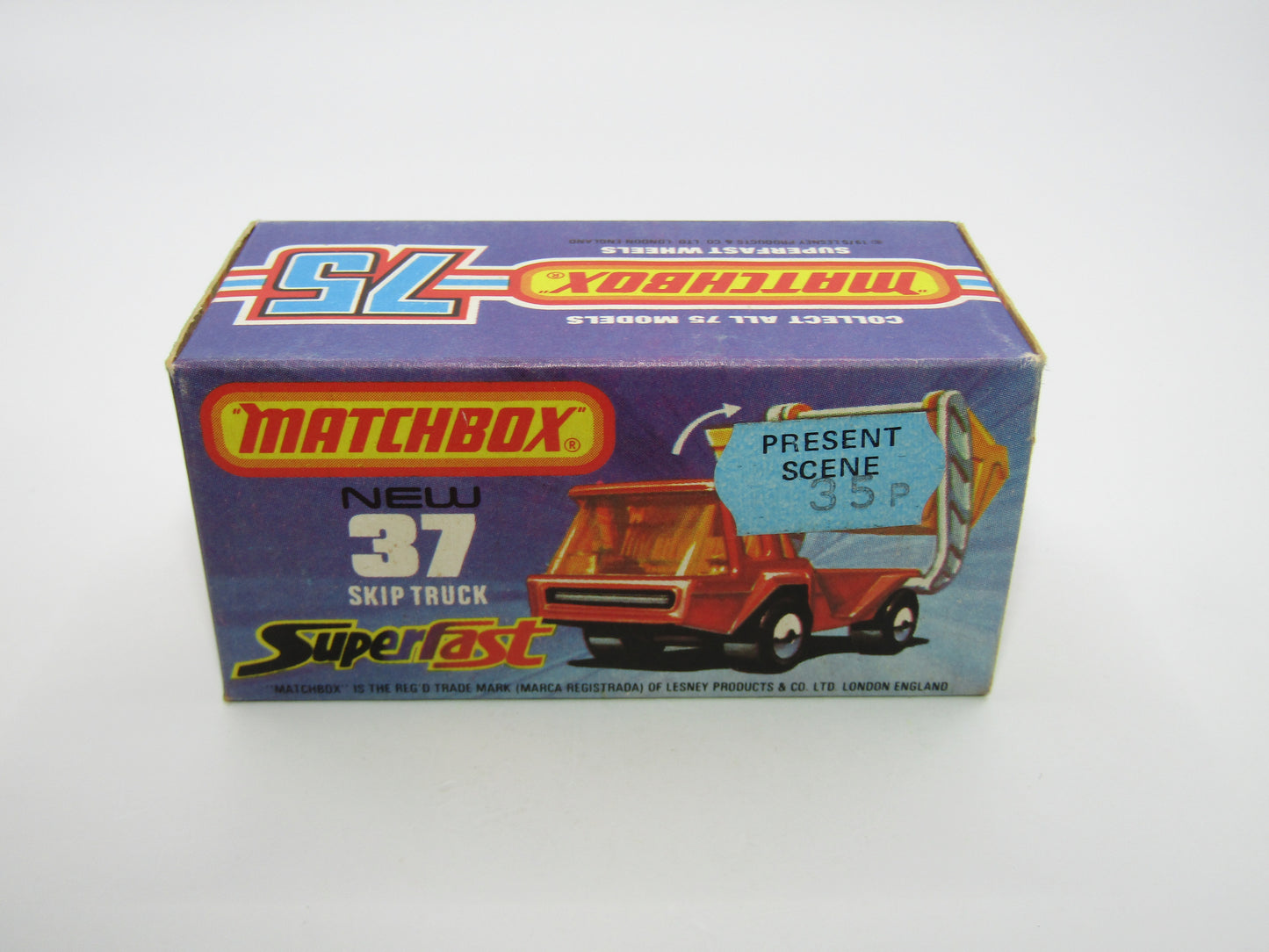 Matchbox Superfast No 37C Skip Truck Metallic Blue GREY Base