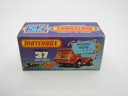 Matchbox Superfast No 37C Skip Truck Metallic Blue GREY Base