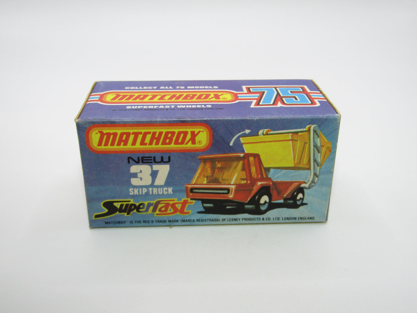 Matchbox Superfast No 37C Skip Truck Metallic Blue GREY Base