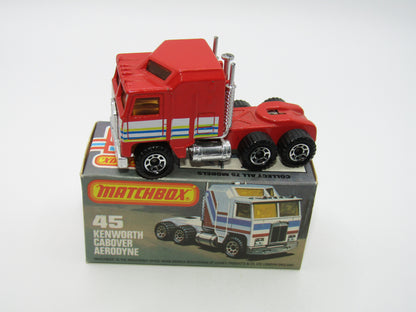 Matchbox Superfast 45C Kenworth Truck Red, White, Blue, Yellow Stripes