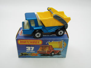 Matchbox Superfast No 37C Skip Truck Metallic Blue GLOSS BLACK Base