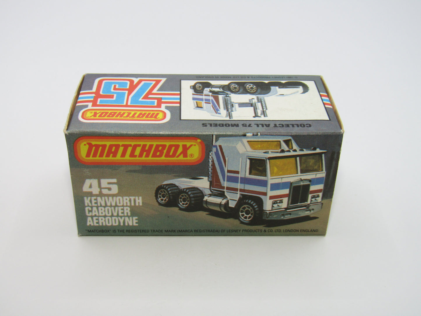 Matchbox Superfast 45C Kenworth Truck Red, White, Blue, Yellow Stripes