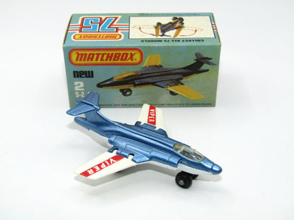 Matchbox Superfast 2D S2 Jet Metallic Blue & White Viper Tampo