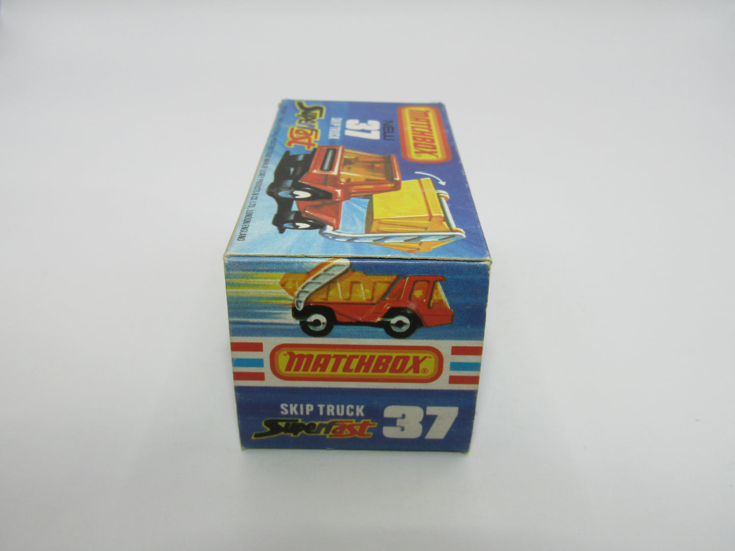 Matchbox Superfast No 37C Skip Truck Metallic Blue GLOSS BLACK Base