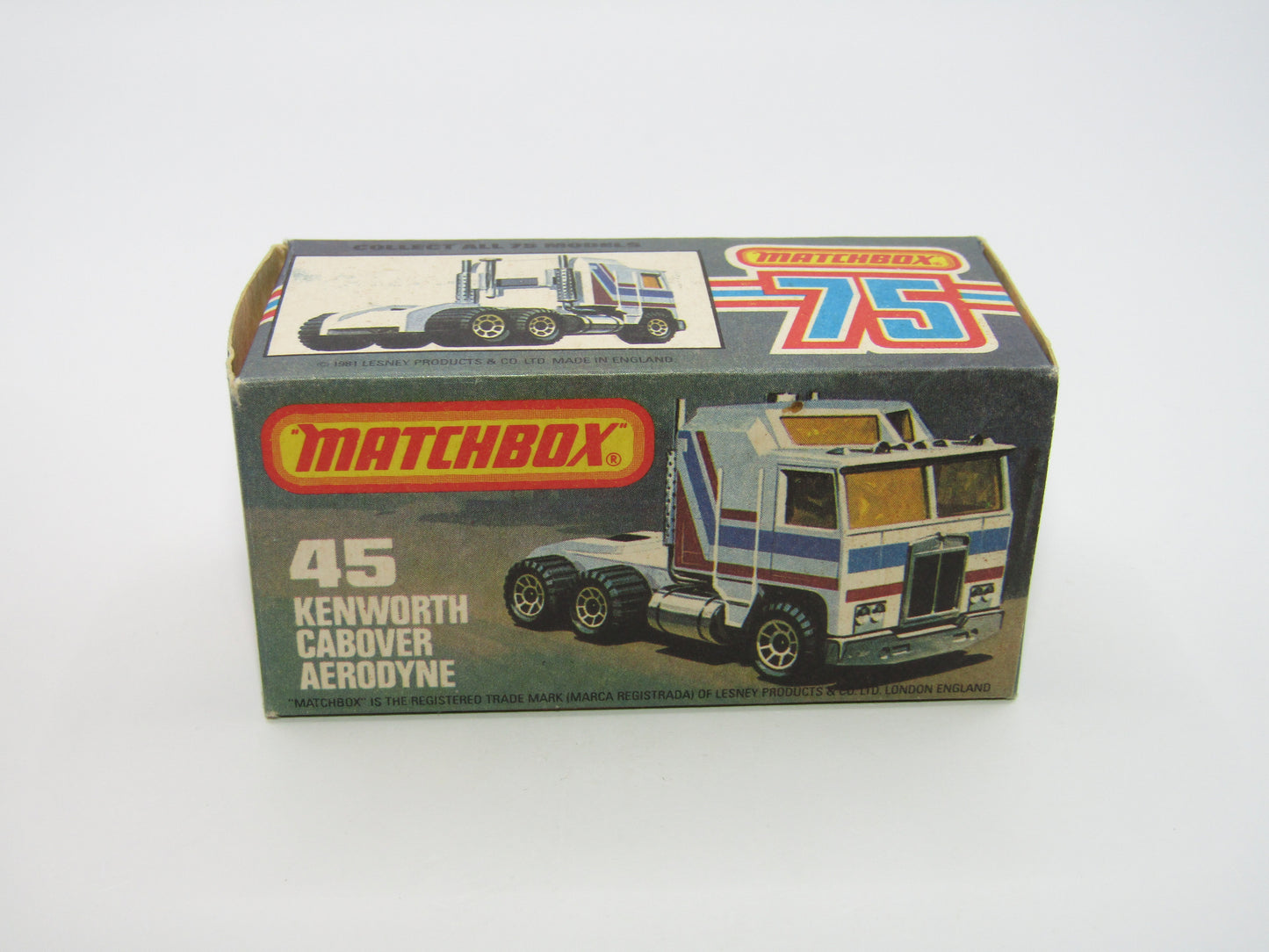 Matchbox Superfast 45C Kenworth Truck Red, White, Blue, Yellow Stripes