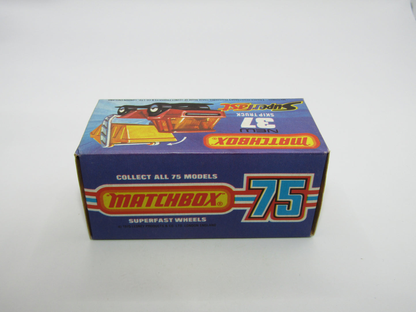 Matchbox Superfast No 37C Skip Truck Metallic Blue FLAT BLACK Base