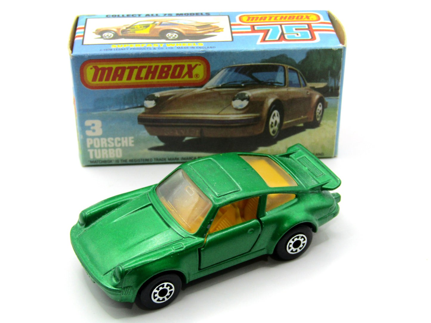 Matchbox Superfast 3C Porsche Turbo DARK MATT GREEN grey base