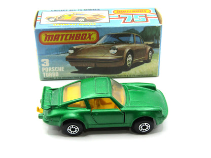 Matchbox Superfast 3C Porsche Turbo DARK MATT GREEN grey base