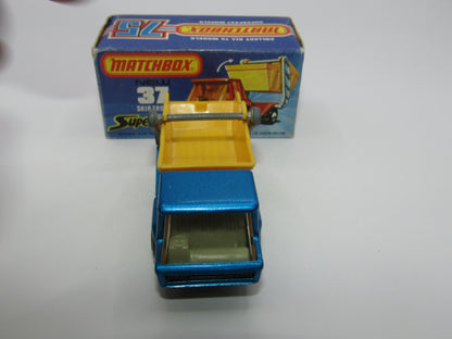 Matchbox Superfast No 37C Skip Truck Metallic Blue Satin Black Base