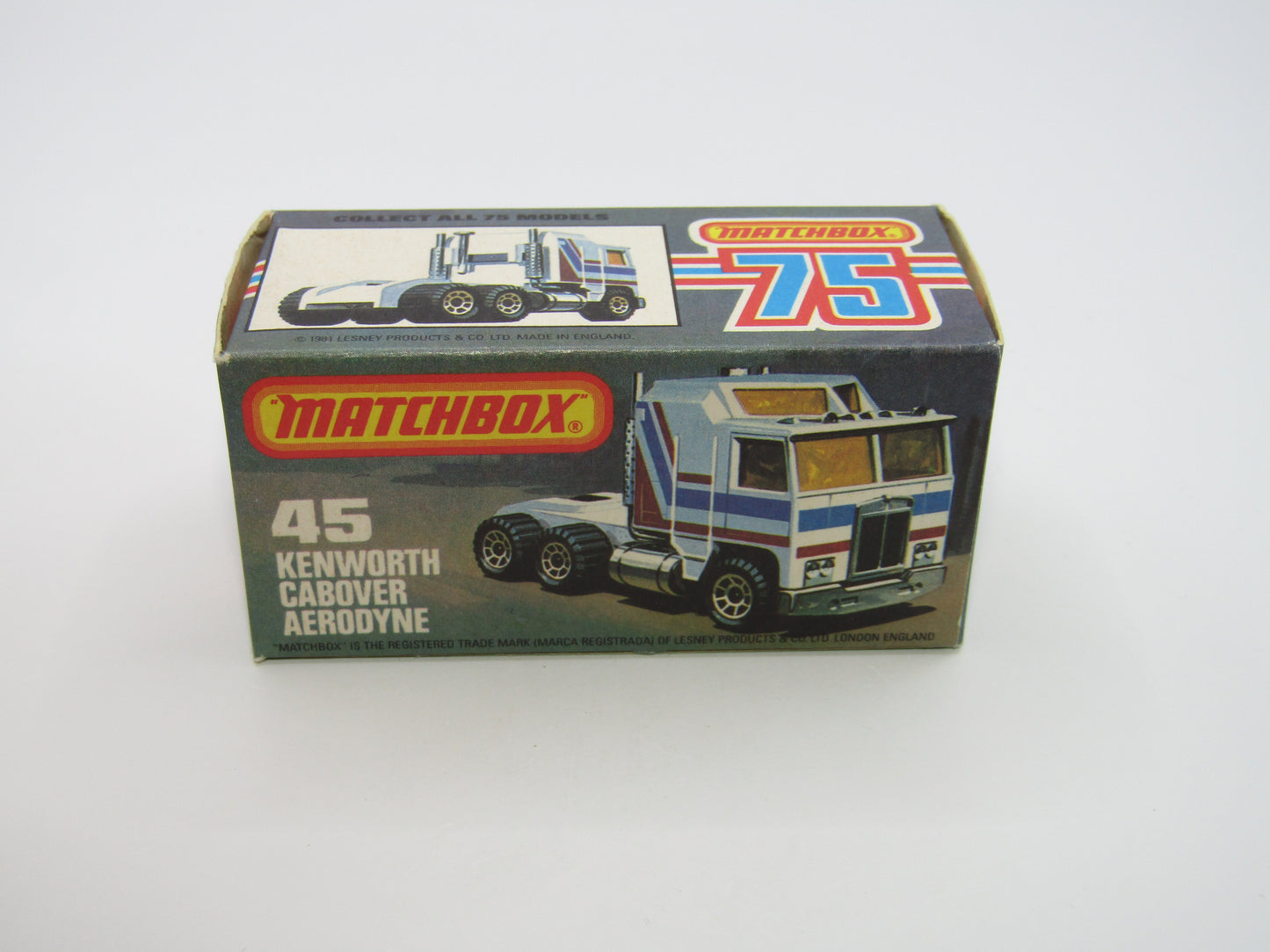 Matchbox Superfast 45C Kenworth Truck White, Blue & Green Tampo