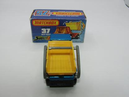 Matchbox Superfast No 37C Skip Truck Metallic Blue Satin Black Base