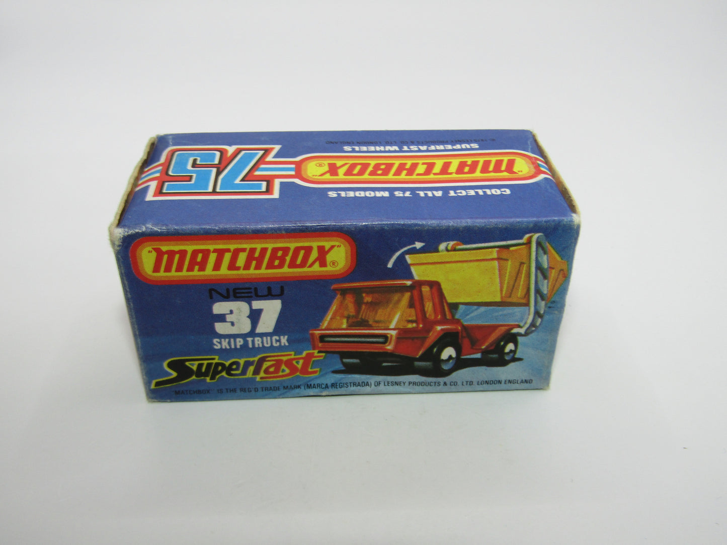 Matchbox Superfast No 37C Skip Truck Metallic Blue Satin Black Base