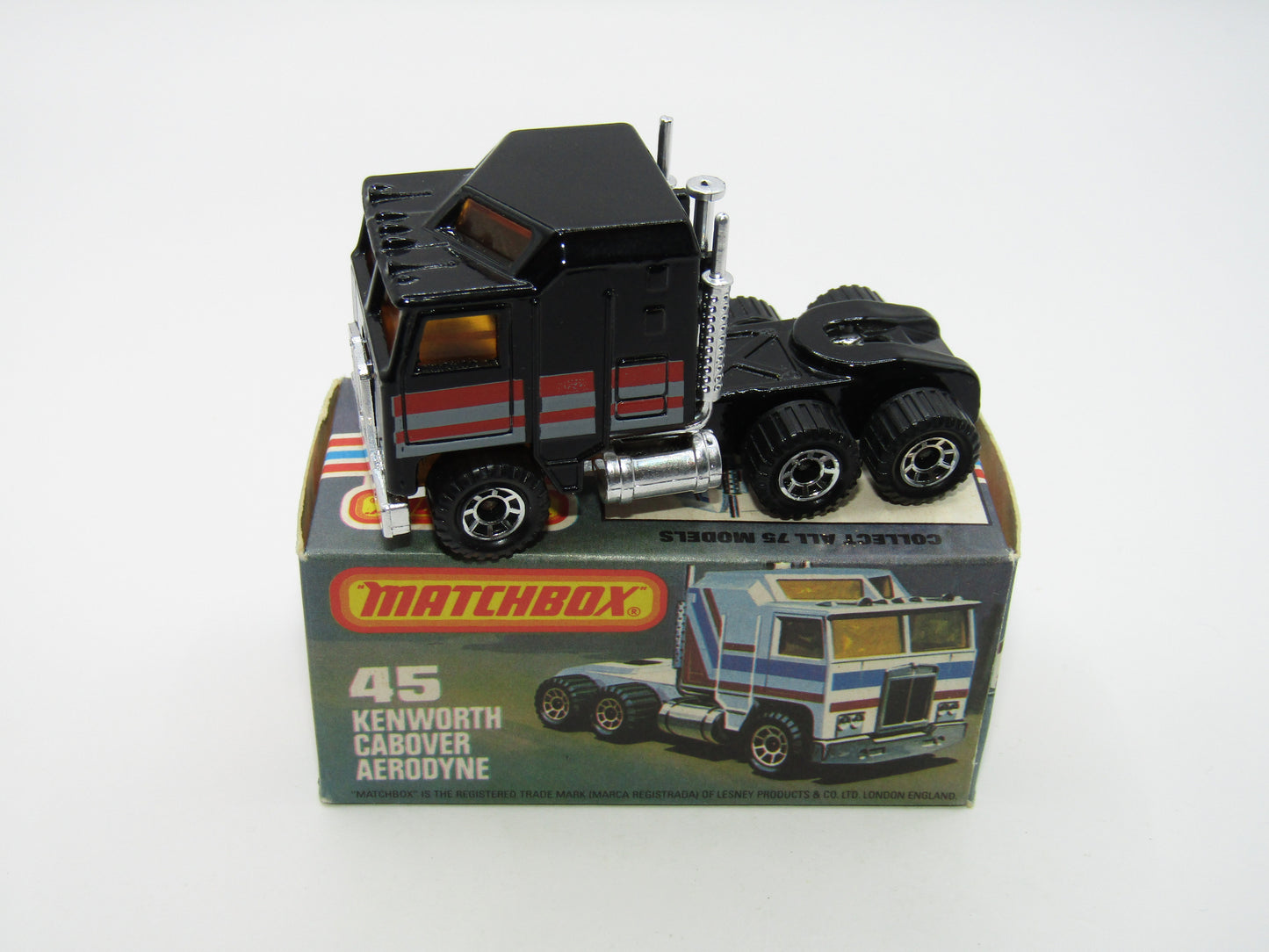 Matchbox Superfast 45C Kenworth Truck Black, Red & Grey Stripes