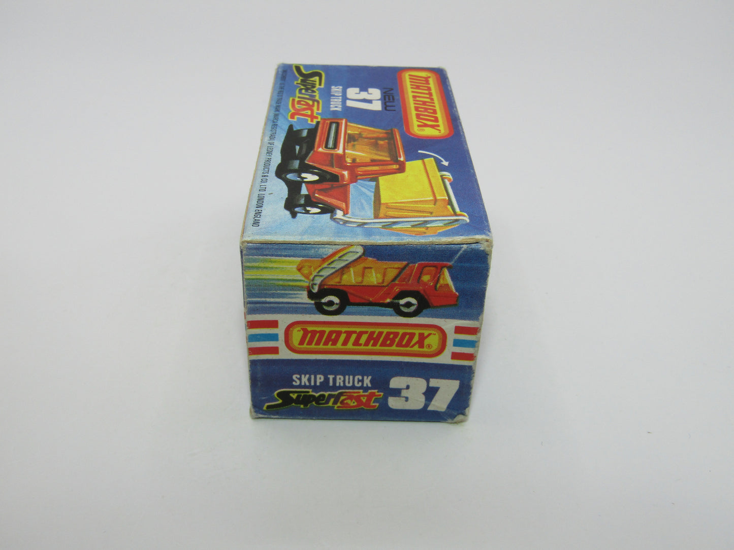 Matchbox Superfast No 37C Skip Truck Metallic Blue Satin Black Base