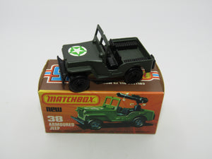 Matchbox Superfast No 38C Armoured Jeep OLIVE DRAB Star no 38 Jeep Base