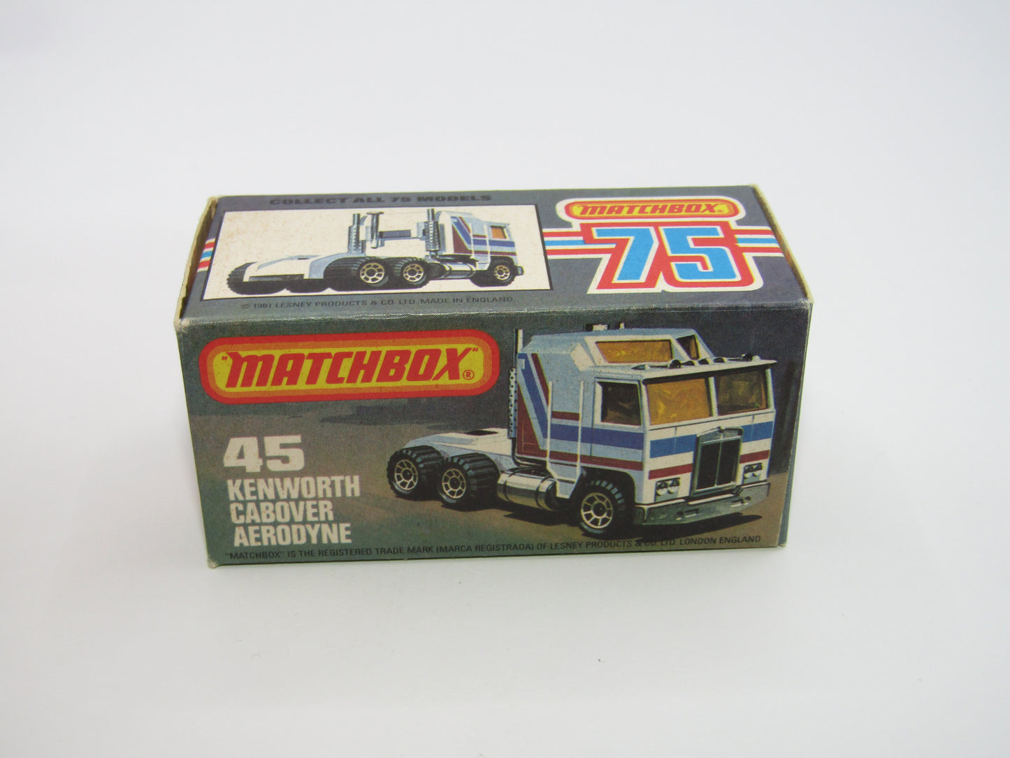 Matchbox Superfast 45C Kenworth Truck White, Red & Yellow Stripes