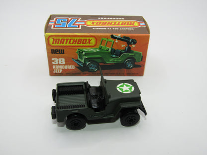 Matchbox Superfast No 38C Armoured Jeep OLIVE DRAB Star no 38 Jeep Base