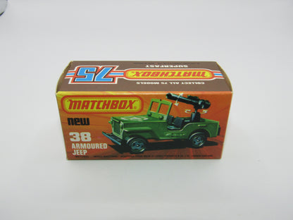 Matchbox Superfast No 38C Armoured Jeep OLIVE DRAB Star no 38 Jeep Base