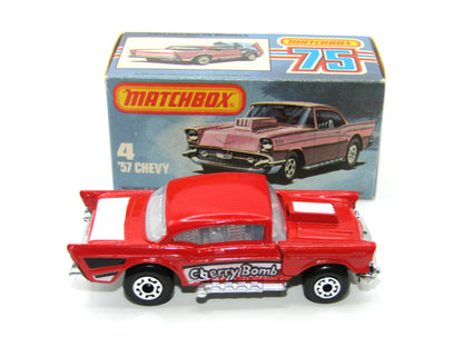 Matchbox Superfast 4D '57  Red Silver Base Cherry Bomb Tampo