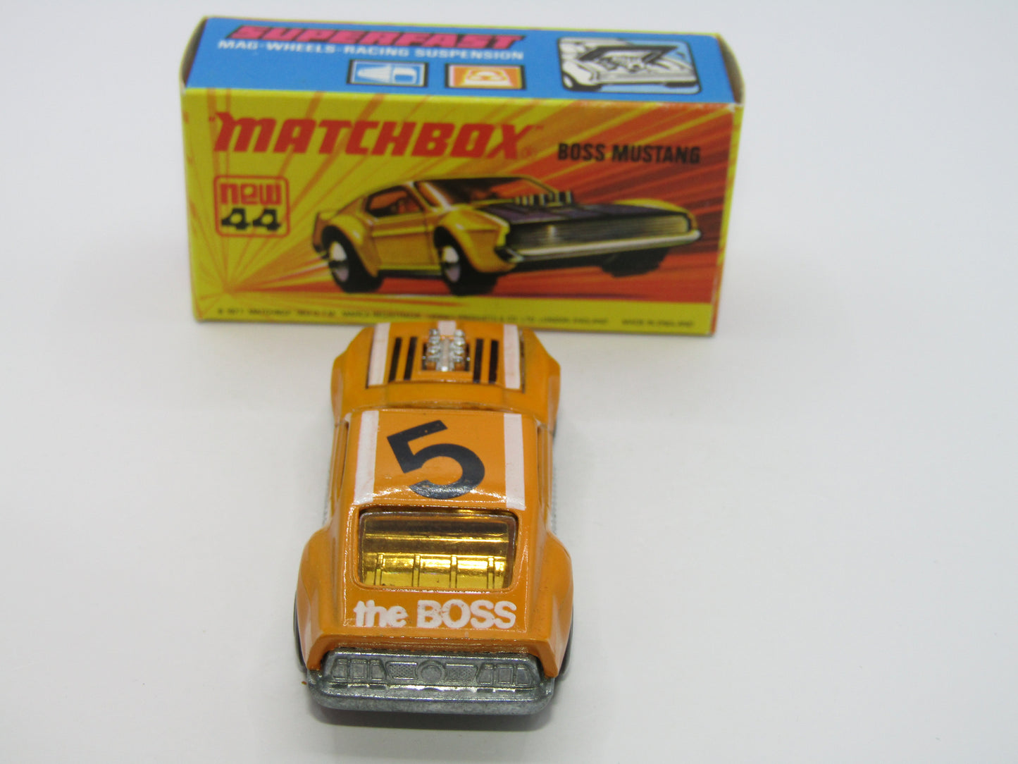 Matchbox Superfast 44B Boss Mustang BOSS Outline LIGHT AMBER Windows