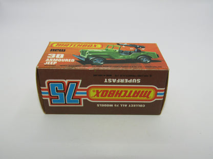 Matchbox Superfast No 38C Armoured Jeep OLIVE DRAB Star no 38 Jeep Base