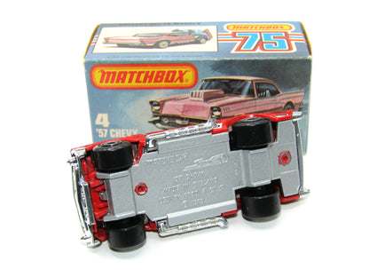 Matchbox Superfast 4D '57  Red Silver Base Cherry Bomb Tampo