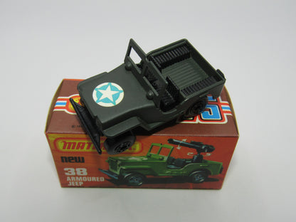 Matchbox Superfast No 38C Armoured Jeep LIGHT OLIVE DRAB Star no 38 Jeep Base
