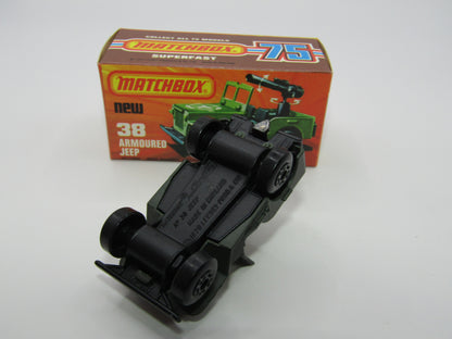 Matchbox Superfast No 38C Armoured Jeep LIGHT OLIVE DRAB Star no 38 Jeep Base