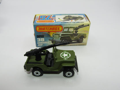 Matchbox Superfast No 38C Armoured Jeep CHROME WHEELS GREY No 5 Base