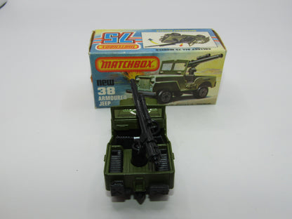 Matchbox Superfast No 38C Armoured Jeep CHROME WHEELS GREY No 5 Base