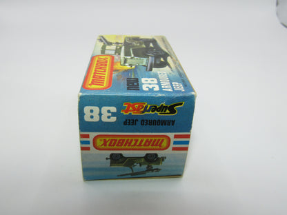 Matchbox Superfast No 38C Armoured Jeep CHROME WHEELS GREY No 5 Base