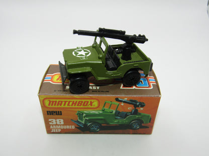 Matchbox Superfast No 38C Armoured Jeep Glossy GREY no 5 US Mail Base