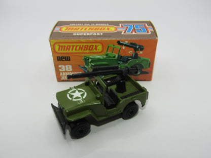 Matchbox Superfast No 38C Armoured Jeep Glossy GREY no 5 US Mail Base