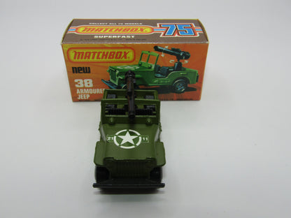Matchbox Superfast No 38C Armoured Jeep Glossy GREY no 5 US Mail Base