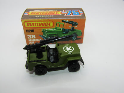 Matchbox Superfast No 38C Armoured Jeep Glossy GREY no 5 US Mail Base