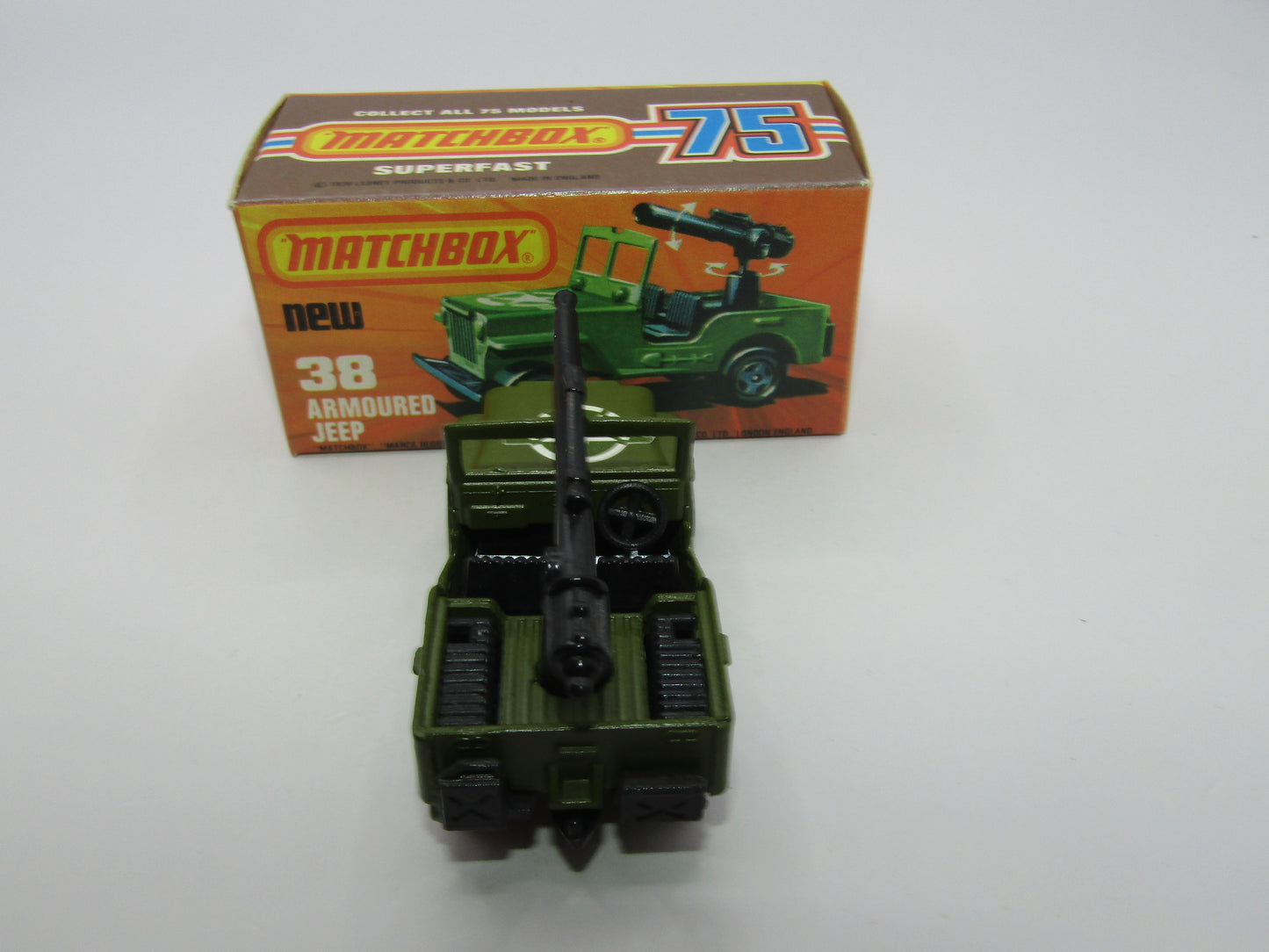 Matchbox Superfast No 38C Armoured Jeep Glossy GREY no 5 US Mail Base