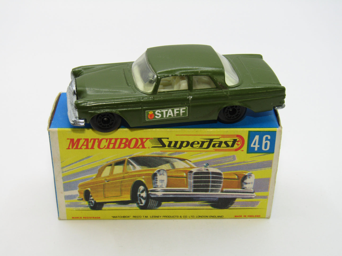 Matchbox Superfast 46A Mercedes 300SE Olive Green DOT DASH Wheels