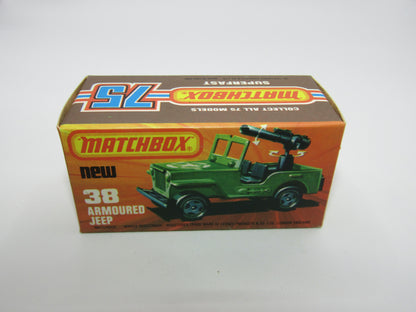 Matchbox Superfast No 38C Armoured Jeep Glossy GREY no 5 US Mail Base